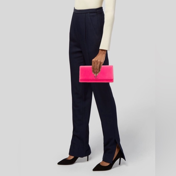 Yves Saint Laurent Classic Monogram Raspberry Pink Clutch - Picture 2 of 10